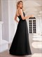 sequin see through v-neck sleevelessetulle evening dress