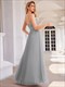 sequin see through v-neck sleevelessetulle evening dress