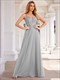 sequin see through v-neck sleevelessetulle evening dress