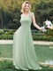 Chiffon Square Neck Bridesmaid Dress Sleeveless