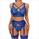 Sheer Lace 3-Piece Lingerie Set With Garters