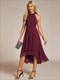 elegant halter neckline asymmetric midi lining length  fold stream empire waist chiffon dresses
