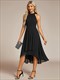 elegant halter neckline asymmetric midi lining length  fold stream empire waist chiffon dresses
