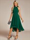 elegant halter neckline asymmetric midi lining length  fold stream empire waist chiffon dresses