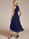 elegant halter neckline asymmetric midi lining length  fold stream empire waist chiffon dresses