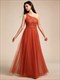 romantic asymmetric one shoulder side split a-line tulle dress with lace sequin empire waist evening dress