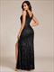 exquisite u neck paillette bodycon sequin dresses with side split fishtail floor length evening dress