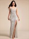 exquisite u neck paillette bodycon sequin dresses with side split fishtail floor length evening dress