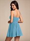 elegant spaghetti straps above knee a-line empire waist prom dress with glitter fabric
