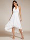 elegant halter neckline bowknot sleeveless chiffon dresses with asymmetrical hem
