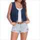Vintage Faux Suede Open Front Fringe Vest Jacket