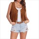 Vintage Faux Suede Open Front Fringe Vest Jacket