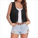 Vintage Faux Suede Open Front Fringe Vest Jacket
