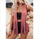 womens rivet sleeveless tassel vest waistcoat