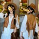 Faux Suede Fringe Vest - 70S Hippie Sleeveless Jacket