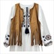 Faux Suede Fringe Vest - 70S Hippie Sleeveless Jacket