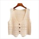 2024 korean fashion v neck loose sleeveless sweater vest women knitted hollow out single breasted short cardigan female knitwear