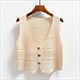 2024 korean fashion v neck loose sleeveless sweater vest women knitted hollow out single breasted short cardigan female knitwear