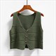 2024 korean fashion v neck loose sleeveless sweater vest women knitted hollow out single breasted short cardigan female knitwear