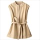 Soft Leather Lace Up Waistcoat Sheepskin Sleeveless Vest With Pocket