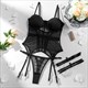 2pcs/sets lingerie women sissy nightwear push up corset tops garters thongs exotic mesh see through shapeweary costume suits