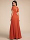elegant embroidery glitter see-through lotus leaf sleeves chiffon dresses with hollow back