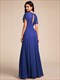 elegant embroidery glitter see-through lotus leaf sleeves chiffon dresses with hollow back