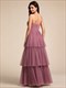 V-Neck See-Through Cake Pleated Bridesmaid Tulle Dress