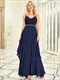 elegant see-through v neck spaghetti straps chiffon bridesmaid dresses with floaty asymmetrical ruffles hem