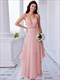 elegant see-through v neck spaghetti straps chiffon bridesmaid dresses with floaty asymmetrical ruffles hem