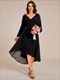 elegant butterfly design long sleeves midi length a-line asymmetrical hem chiffon dresses