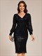 exquisite midi length buttock sequin wedding guest dresses with lantern sleeve