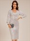 exquisite midi length buttock sequin wedding guest dresses with lantern sleeve