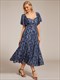 exquisite square neckline tea length wedding guest dresses with jacquard decoration