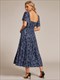 exquisite square neckline tea length wedding guest dresses with jacquard decoration