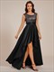 elegante Pailletten-Kontrast-Satin-Kleider mit Rundhalsausschnitt, asymmetrischem Saum und Raglanärmeln