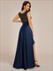elegante Pailletten-Kontrast-Satin-Kleider mit Rundhalsausschnitt, asymmetrischem Saum und Raglanärmeln