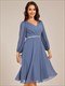 elegant midi length long lantern sleeves chiffon wedding guest dresses