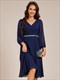 elegant midi length long lantern sleeves chiffon wedding guest dresses