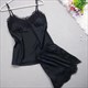 Women's Halter Pajama Set - Red & Black Lace Camisole And Shorts