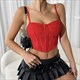Spitze Spaghetti Träger Korsett Camisole Bustier Top