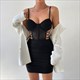 Women’S Solid Black Slim Wrap Dress With Lace Up Back