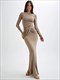 Diagonal Collar Long Sleeve Maxi Dress Solid High Waist Ruched Bodycon