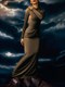 Diagonal Collar Long Sleeve Maxi Dress Solid High Waist Ruched Bodycon