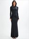 Diagonal Collar Long Sleeve Maxi Dress Solid High Waist Ruched Bodycon