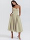 solid pleated hem sling dress women fashion midi sleeveless backless dresses female 2024 summer party evening a-line robes