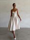solid pleated hem sling dress women fashion midi sleeveless backless dresses female 2024 summer party evening a-line robes