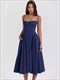 solid pleated hem sling dress women fashion midi sleeveless backless dresses female 2024 summer party evening a-line robes