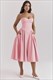 solid pleated hem sling dress women fashion midi sleeveless backless dresses female 2024 summer party evening a-line robes