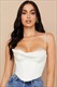 Thick Satin Bustier Corset Crop Top With Chest Pads Spaghetti Strap White Bodycon Top